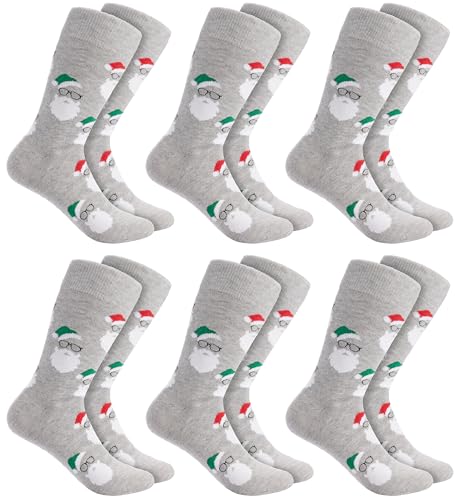 BRUBAKER 6 Paar Weihnachtssocken für Damen und Herren - Weihnachtsmannbärte - Baumwolle Socken Weihnachten - Größe 41-45 von BRUBAKER