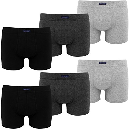 BRUBAKER 6er Pack Herren Retro Boxershorts Schwarz/Silbergrau/Anthrazit L von BRUBAKER