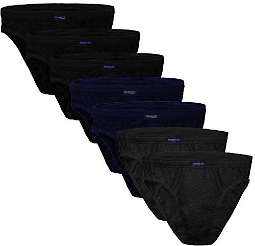 BRUBAKER 7er Pack Herren Slips 100% Baumwolle 3X Schwarz / 2X Anthrazit / 2X Dunkelblau Gr. XXL von BRUBAKER