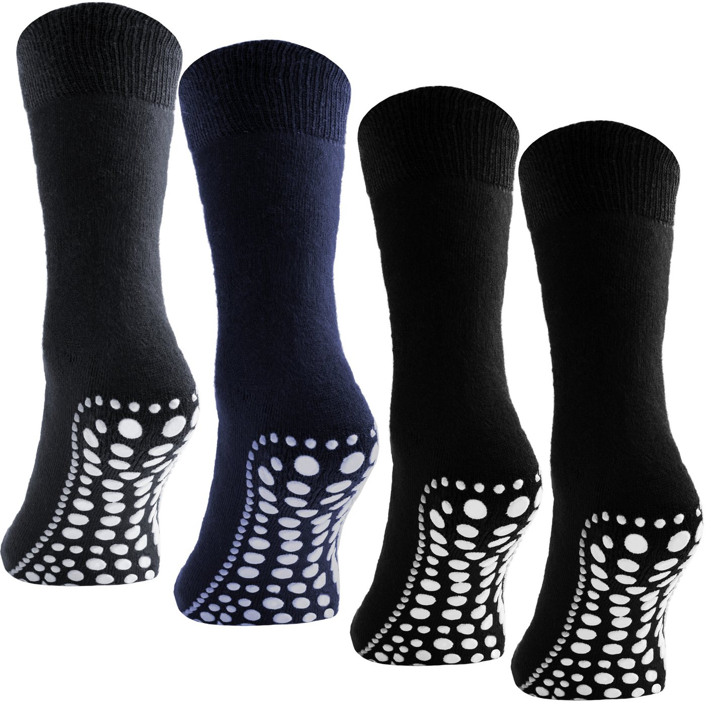 BRUBAKER ABS-Socken Unisex Haussocken (4-Paar, Baumwolle) Anti Rutsch Socken für Damen und Herren von BRUBAKER