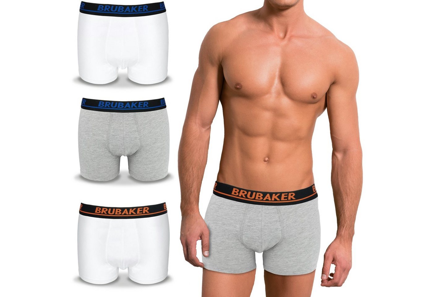 BRUBAKER Boxershorts 4er Pack Herren Unterhose - Atmungsaktiv ohne Eingriff - Retroshorts (Set, 4-St., 4er-Pack) Retro Männer Unterwäsche aus Baumwolle von BRUBAKER