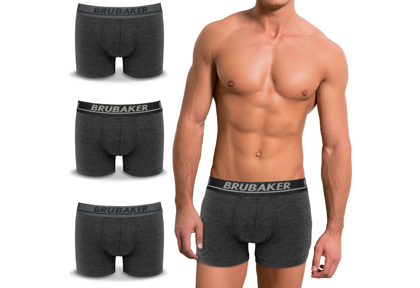 BRUBAKER Boxershorts 4er Pack Herren Unterhose - Atmungsaktiv ohne Eingriff - Retroshorts (Set, 4-St., 4er-Pack) Retro Männer Unterwäsche aus Baumwolle von BRUBAKER