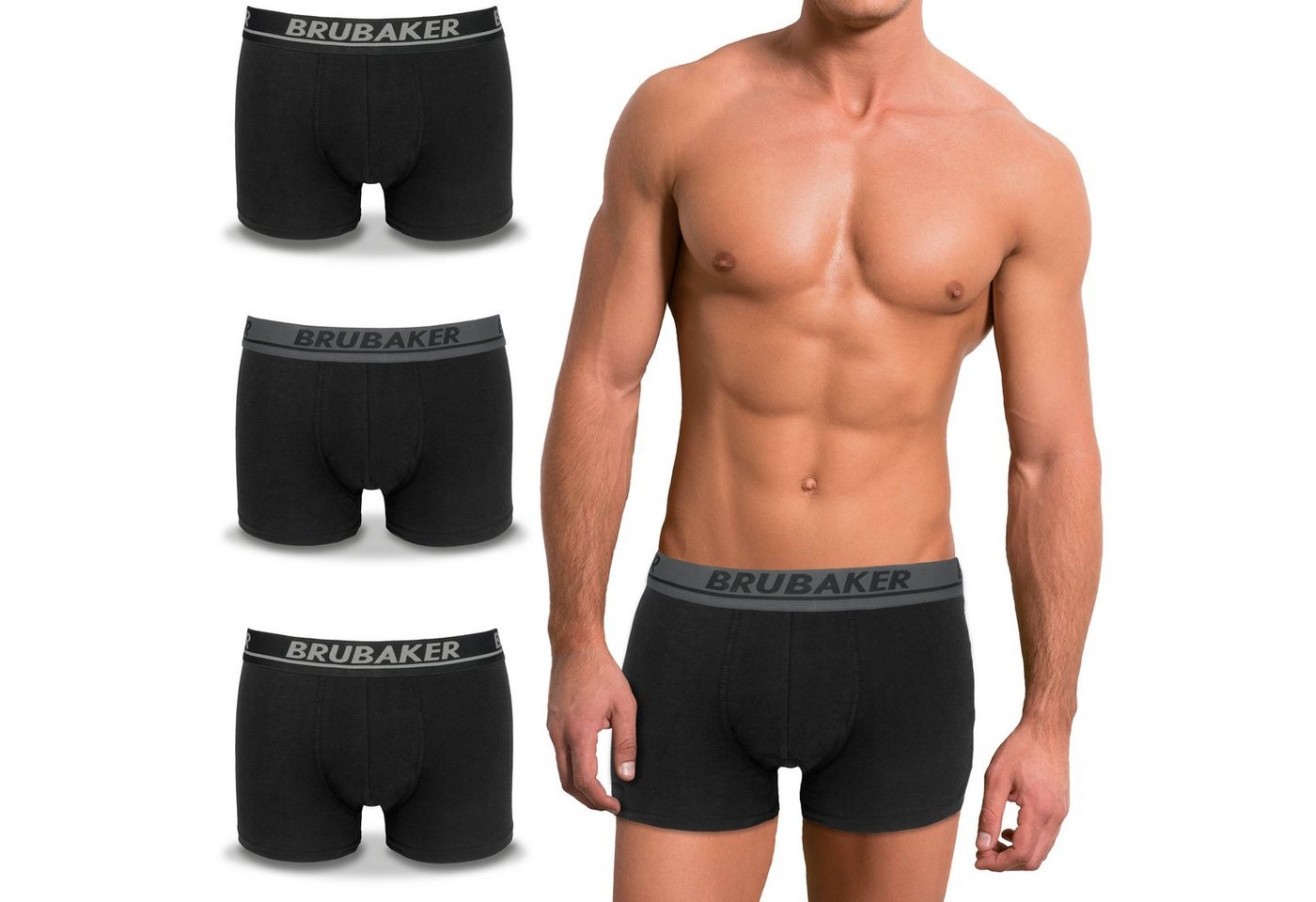 BRUBAKER Boxershorts 4er Pack Herren Unterhose - Atmungsaktiv ohne Eingriff - Retroshorts (Set, 4-St., 4er-Pack) Retro Männer Unterwäsche aus Baumwolle von BRUBAKER