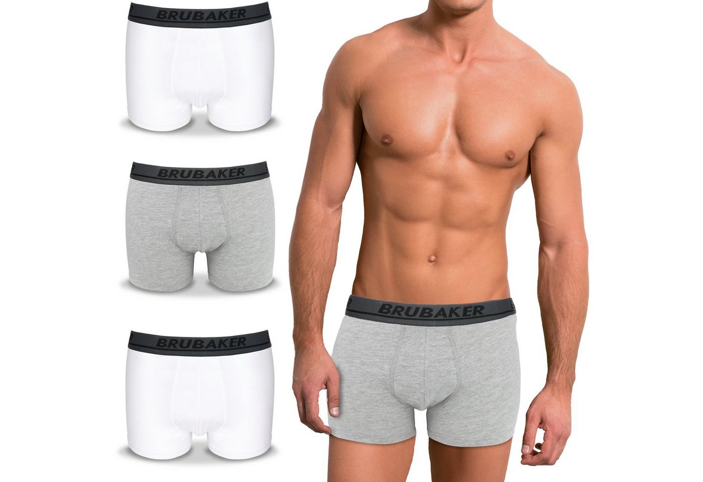 BRUBAKER Boxershorts 4er Pack Herren Unterhose - Atmungsaktiv ohne Eingriff - Retroshorts (Set, 4-St., 4er-Pack) Retro Männer Unterwäsche aus Baumwolle von BRUBAKER