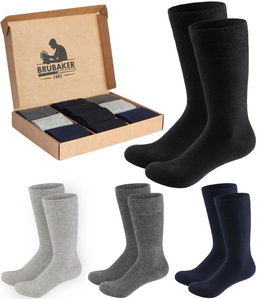 BRUBAKER Businesssocken Herrensocken in Geschenkbox - Komfort & Business Herren Socken (Großes Socken-Set, 10-Paar) Baumwollsocken Fein und Weich von BRUBAKER