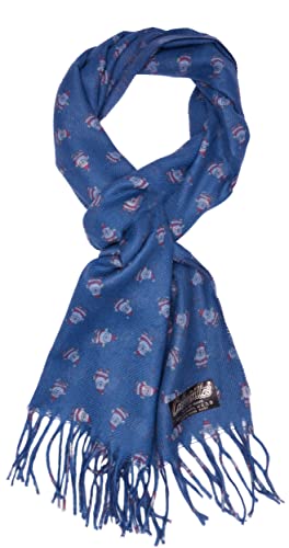 BRUBAKER Cashmirillo Schal - 30 x 180 cm Lang Leicht Warm und Kuschelig - Herbst und Winter Kuschelschal - Stola Tuch Weihnachtsschal mit Fransen für Damen und Herren - Weihnachten Blau von BRUBAKER