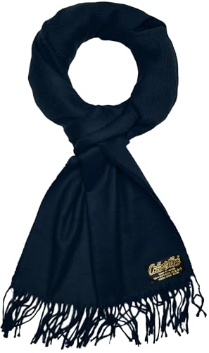 BRUBAKER Cashmirillo Schal - ca. 30 x 180 cm Lang Leicht Warm und Kuschelig - Herbst und Winter Kuschelschal - Stola Tuch mit Fransen für Damen und Herren - Dunkelblau von BRUBAKER