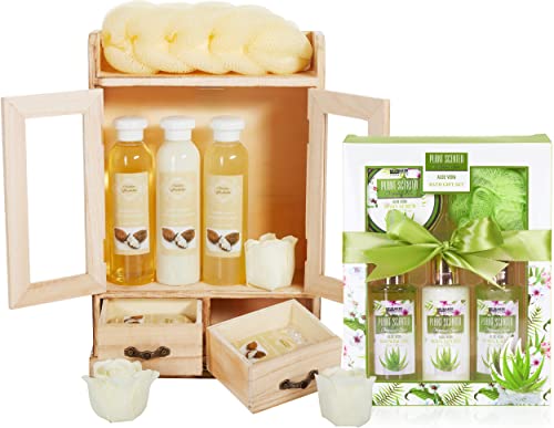 BRUBAKER Cosmetics 2 in 1 Pflegeset Sheabutter & Aloe Vera - Großes 15-teiliges Wellness Set - Damen Dusch- und Badeset - Frauen Beauty Geschenkset mit Deko Holzschrank BRUBAKER Cosmetics 2 in 1 Pflegeset Sheabutter & Aloe Vera - Großes 15-teiliges Wellness Set - Damen Dusch- und Badeset - Frauen Beauty Geschenkset mit Deko Holzschrank von BRUBAKER