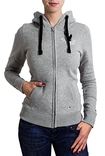 BRUBAKER Damen Sweatjacke mit Kapuze in Grau Schwarz Gr. XS von BRUBAKER