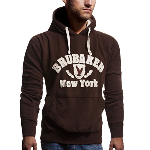 BRUBAKER Herren Sweatshirt mit Kapuze N.Y. Eagle Braun Gr. XXL von BRUBAKER