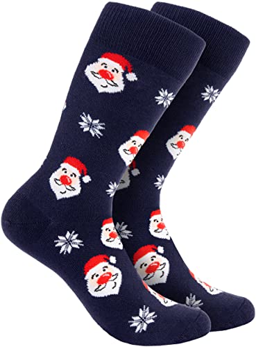 BRUBAKER Herren Weihnachtssocken - Weihnachtsmotiv Weihnachtsmänner - Bunte Kuschelsocken für die Weihnachtszeit - Männer Lustige Crew Socks Geschenk Weihnachten - One Size EU 41-45 von BRUBAKER