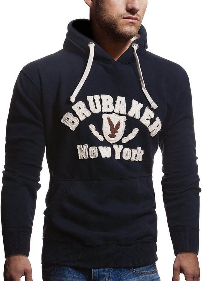 BRUBAKER Kapuzensweatshirt Herren Sweatshirt mit Kapuze - New York Eagle (1-tlg) Sweater mit Kängurutasche und Adler Logo von BRUBAKER