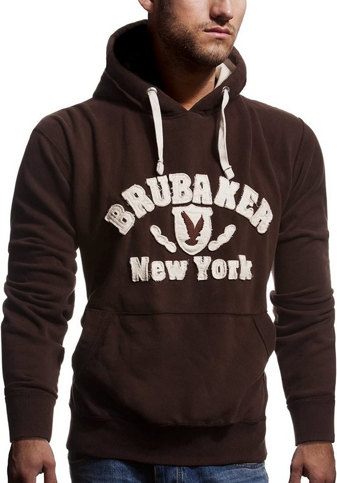 BRUBAKER Kapuzensweatshirt Herren Sweatshirt mit Kapuze - New York Eagle (1-tlg) Sweater mit Kängurutasche und Adler Logo von BRUBAKER