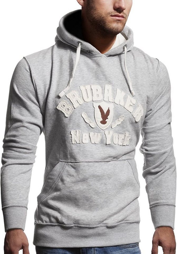 BRUBAKER Kapuzensweatshirt Herren Sweatshirt mit Kapuze - New York Eagle (1-tlg) Sweater mit Kängurutasche und Adler Logo von BRUBAKER