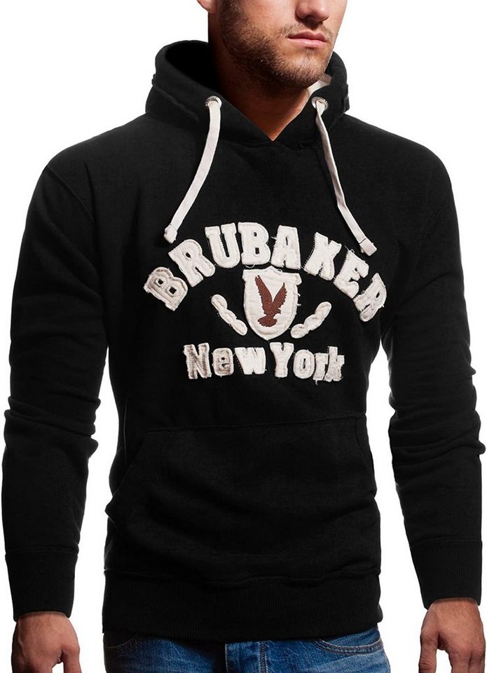 BRUBAKER Kapuzensweatshirt Herren Sweatshirt mit Kapuze - New York Eagle (1-tlg) Sweater mit Kängurutasche und Adler Logo von BRUBAKER