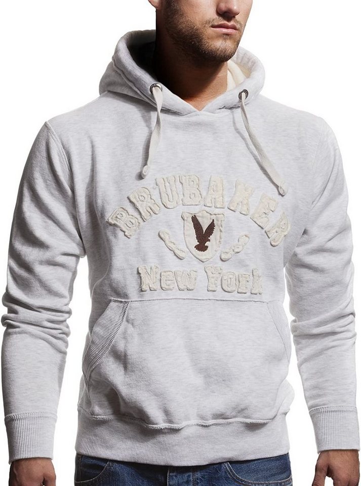 BRUBAKER Kapuzensweatshirt Herren Sweatshirt mit Kapuze - New York Eagle (1-tlg) Sweater mit Kängurutasche und Adler Logo von BRUBAKER