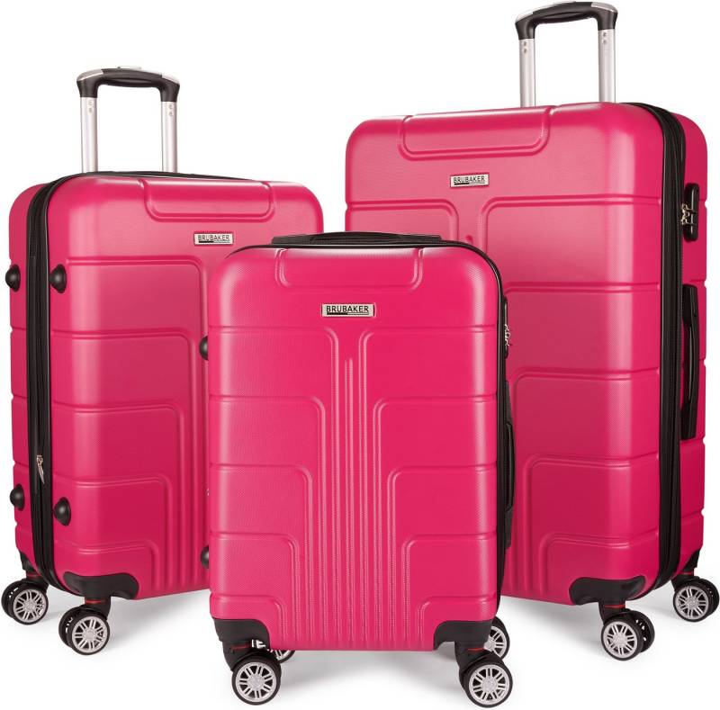 BRUBAKER Kofferset Miami - Erweiterbare Koffer mit Zahlenschloss, Rollen und Tragegriffen, 4 Rollen, (ABS Rollkoffer - Boardcase, 3 tlg., (M, L, XL), Hartschalen Reisekoffer Set inklusive Handgepäck von BRUBAKER