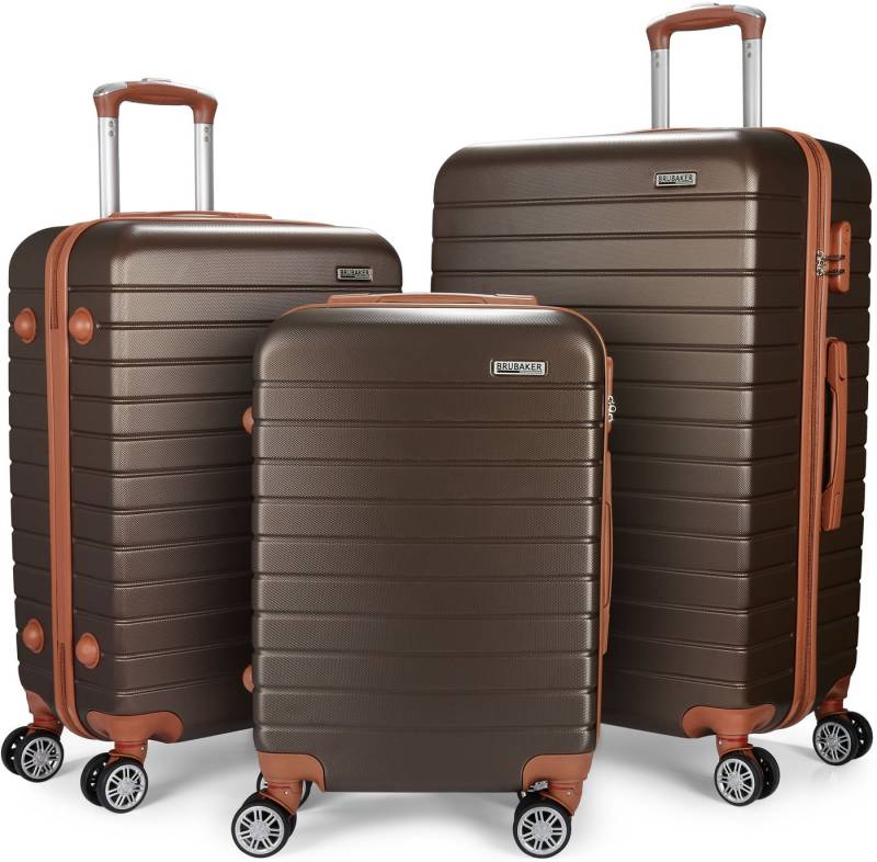 BRUBAKER Kofferset Paris - Hartschalen Koffer Set mit Handgepäck, 4 Rollen, (M, L und XL), 3 tlg., Komfort Hartschalenkofferset), Reisekoffer Trolleys mit Zahlenschloss, 4 Rollen und Tragegriffen von BRUBAKER
