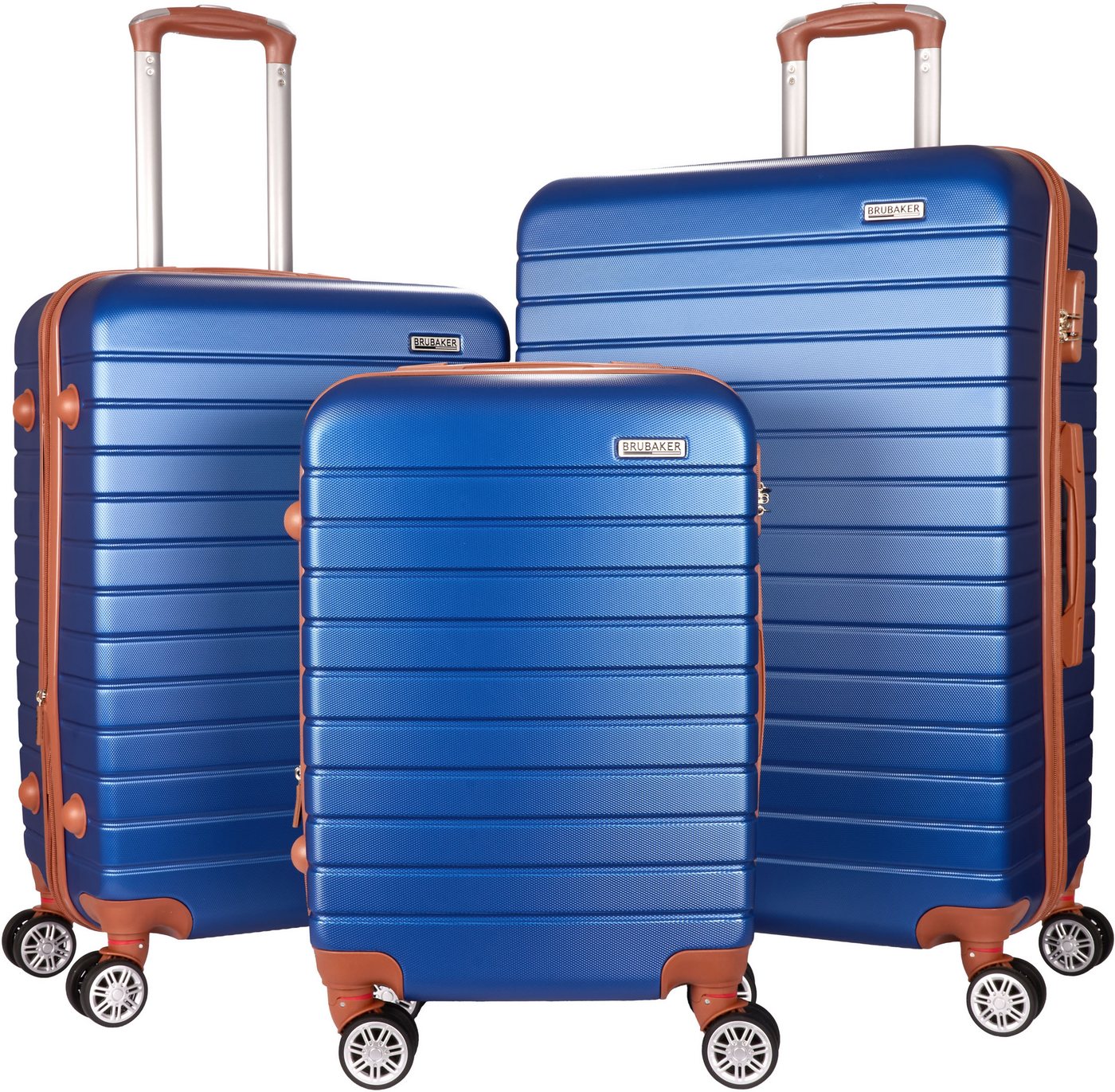 BRUBAKER Kofferset Paris - Hartschalen Koffer Set mit Handgepäck, 4 Rollen, (M, L und XL), 3 tlg., Komfort Hartschalenkofferset), Reisekoffer Trolleys mit Zahlenschloss, 4 Rollen und Tragegriffen von BRUBAKER