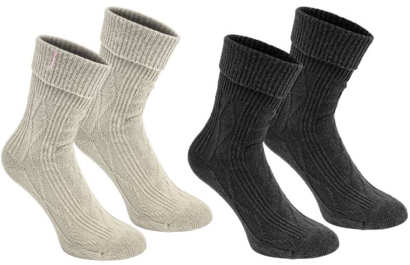 BRUBAKER Norwegersocken Damen Stiefelsocken in Geschenkverpackung (Geschenk-Set, 2-Paar, Gemütliche Kuschelsocken in Geschenkbox mit Schleife Rot Größe: 36-41) Kuschelige Damensocken aus Baumwolle, Seide und Kaschmir von BRUBAKER