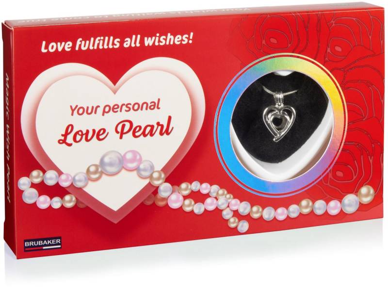 BRUBAKER Perlenketten-Set Wunschperle - Love Pearl (Muschel mit echter Perle als Schmuck Geschenkset - Liebe, Set), Halskette mit Silber Herz Anhänger von BRUBAKER