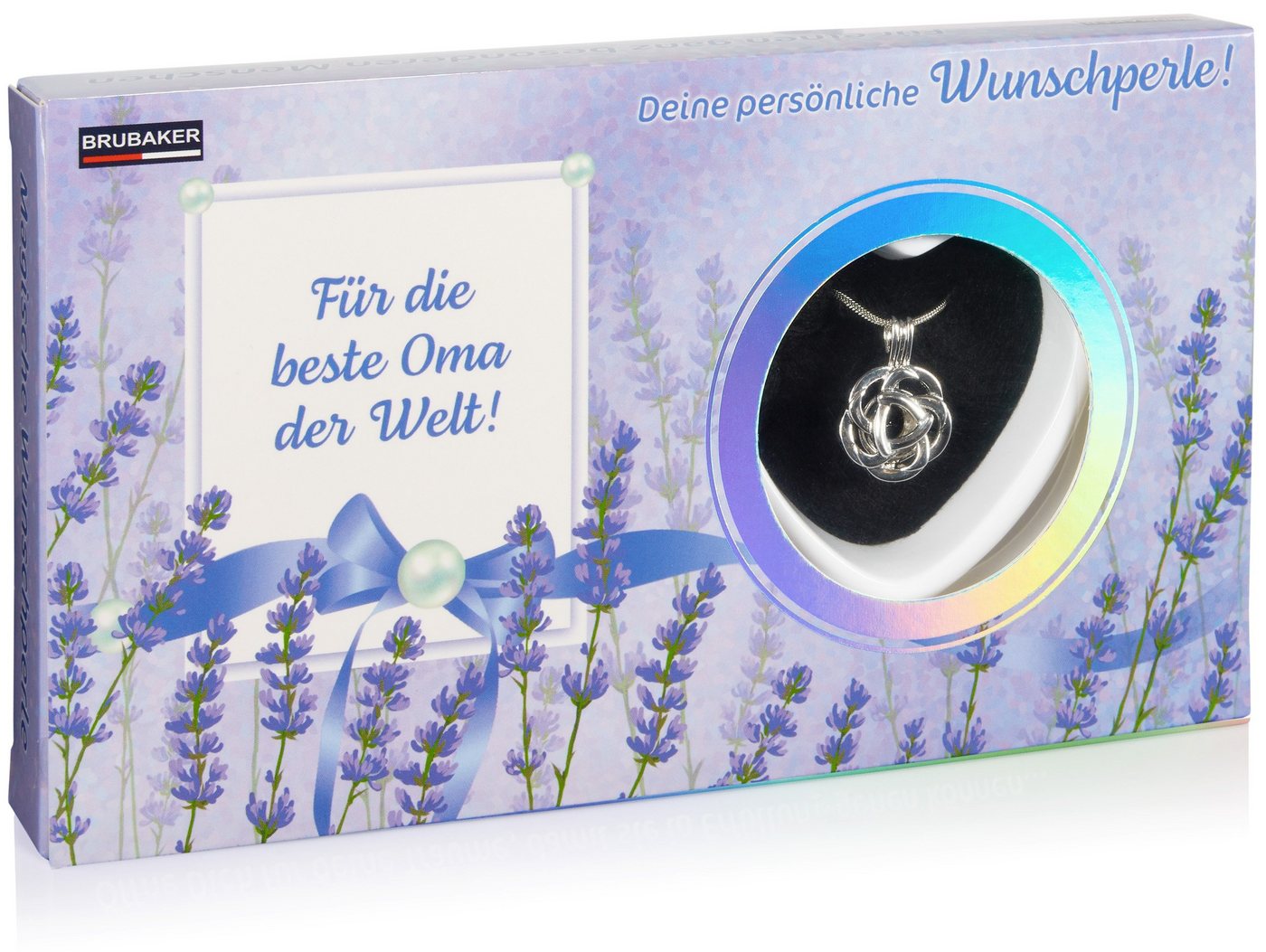 BRUBAKER Perlenketten-Set Wunschperle für die beste Oma der Welt (Muschel mit echter Perle als Schmuck Geschenkset für die Großmutter, Set), Halskette mit Silber Anhänger von BRUBAKER