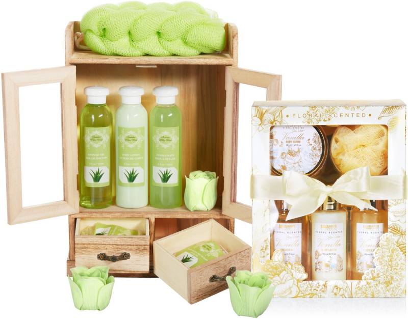 BRUBAKER Pflege-Geschenkset 2 in 1 Pflegeset Aloe Vera & Vanilla Rose Minze - Wellness Set, 15-tlg., Damen Dusch- und Badeset - Frauen Beauty Geschenkset mit Dekoration von BRUBAKER