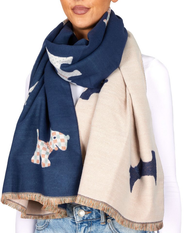 BRUBAKER Schal Cashmirillo Damen Schal mit Hunde Muster - Warm und Kuschelig, (Herbstschal Winterschal, 1-St. Weiches Kaschmir-Gefühl), Damenschal für Herbst und Winter von BRUBAKER