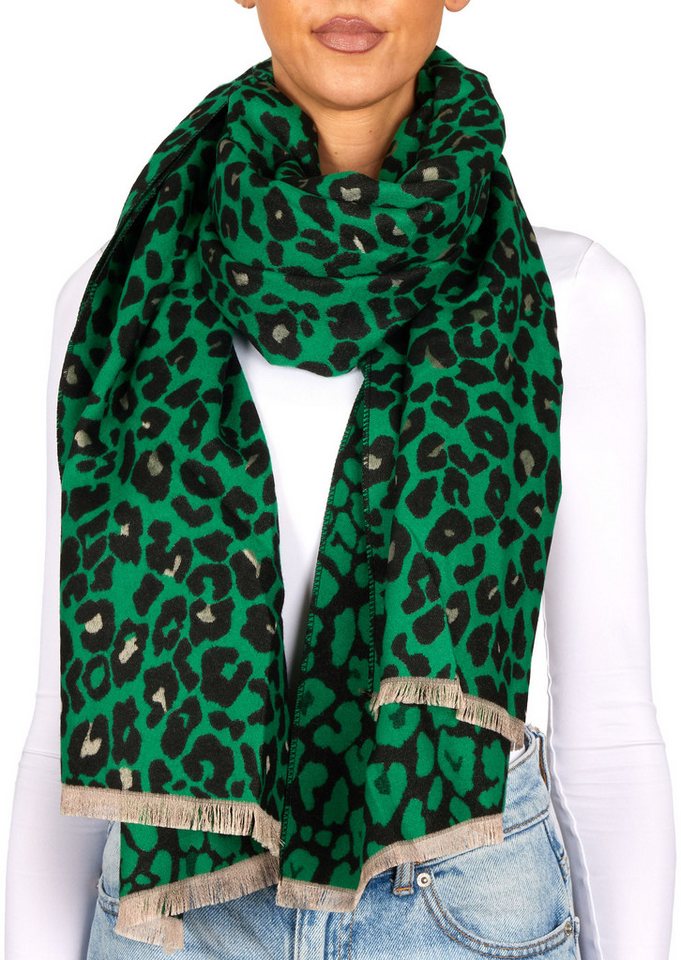 BRUBAKER Schal Cashmirillo Damen Schal mit Leoparden Muster - 70 x 200 cm, (Herbstschal Winterschal mit weichem Kaschmir-Gefühl, 1-St), Warm, Kuschelig und Oversized - Leo Damenschal für Herbst und Winter von BRUBAKER