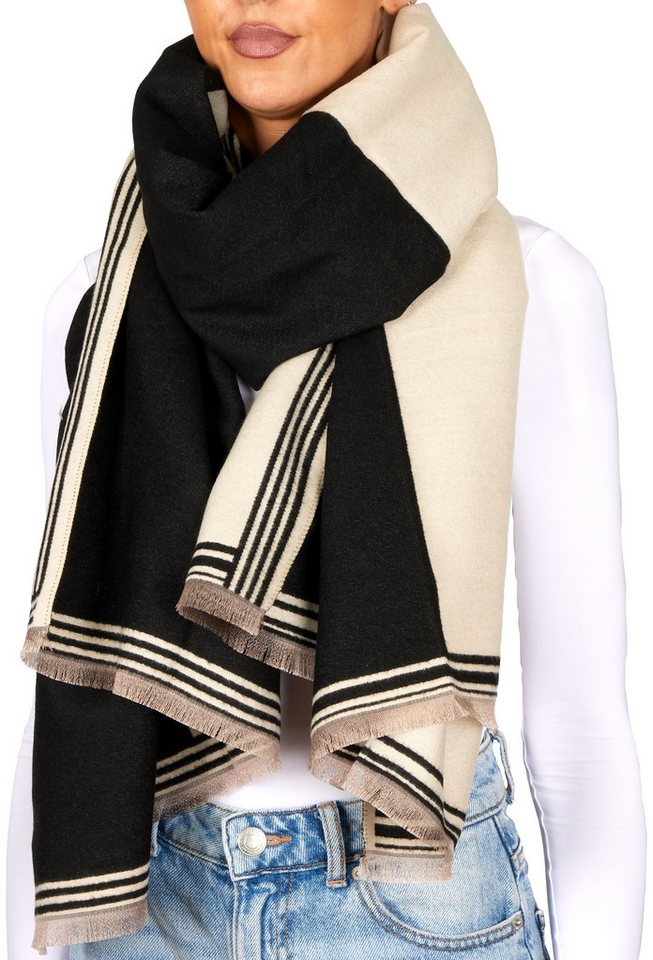 BRUBAKER Schal Cashmirillo Damen Schal mit Quadrat Muster - Warm und Kuschelig, (1-St. Winterschal mit weichem Kaschmir-Gefühl), 70 x 200 cm - Damenschal für Herbst und Winter - Herbstschal von BRUBAKER