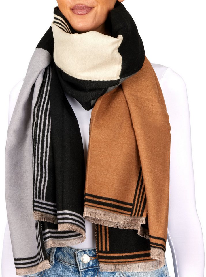 BRUBAKER Schal Cashmirillo Damen Schal mit Quadrat Muster - Warm und Kuschelig, (1-St. Winterschal mit weichem Kaschmir-Gefühl), 70 x 200 cm - Damenschal für Herbst und Winter - Herbstschal von BRUBAKER