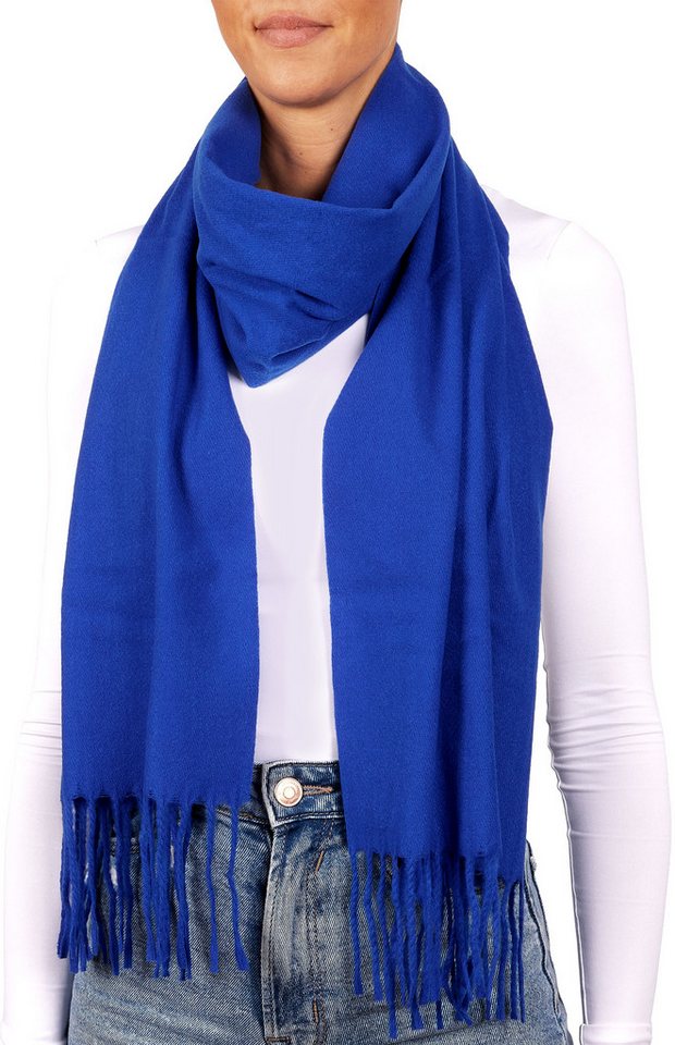 BRUBAKER Schal Cashmirillo Kuschelschal 30/40 x 180 cm Lang Leicht Warm Kuschelig, (Uni-Farben, 1-St. Herbst und Winterschal), Stola Tuch Schal mit Fransen für Damen und Herren von BRUBAKER