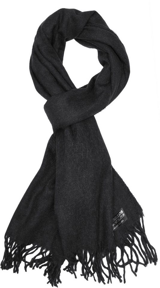 BRUBAKER Schal Cashmirillo Kuschelschal 30/40 x 180 cm Lang Leicht Warm Kuschelig, (Uni-Farben, 1-St. Herbst und Winterschal), Stola Tuch Schal mit Fransen für Damen und Herren von BRUBAKER