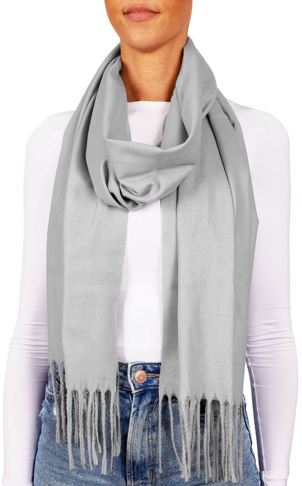 BRUBAKER Schal Cashmirillo Kuschelschal 30/40 x 180 cm Lang Leicht Warm Kuschelig, (Uni-Farben, 1-St. Herbst und Winterschal), Stola Tuch Schal mit Fransen für Damen und Herren von BRUBAKER