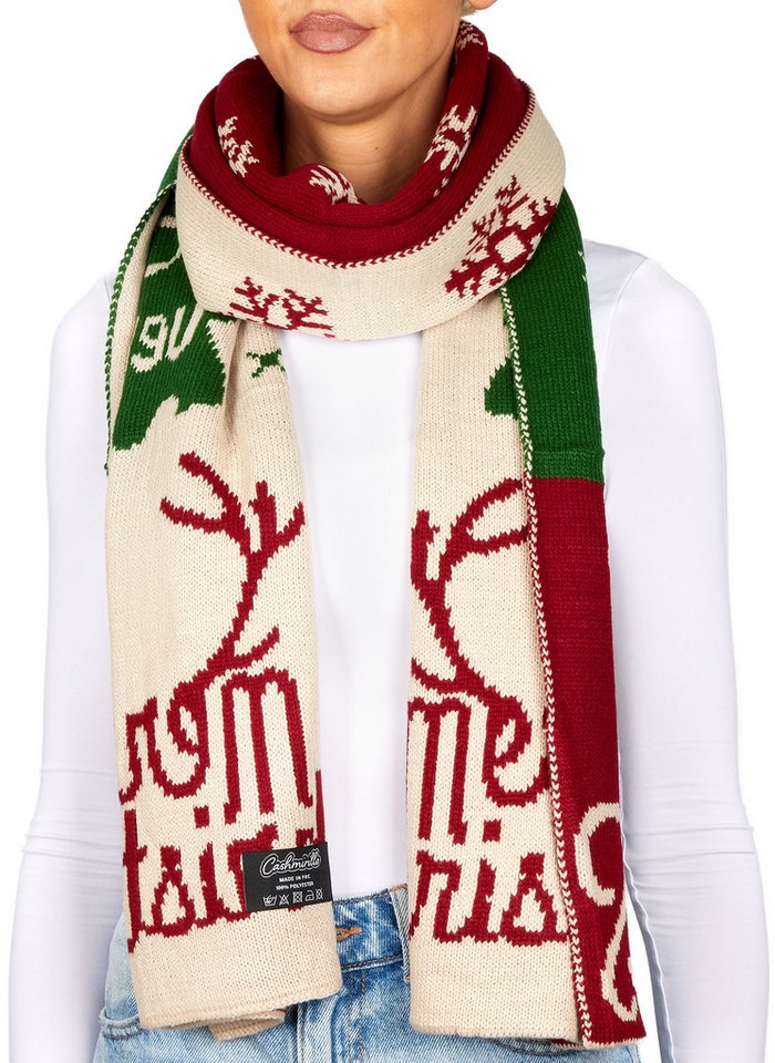 BRUBAKER Schal Cashmirillo Weihnachtsschal für Damen und Herren - Merry Christmas, (Weihnachten Schal, 1-St. Damenschal mit weichem Kaschmir-Gefühl), 70 x 200 cm - Warm & Kuschelig für Herbst & Winter - Winterschal von BRUBAKER