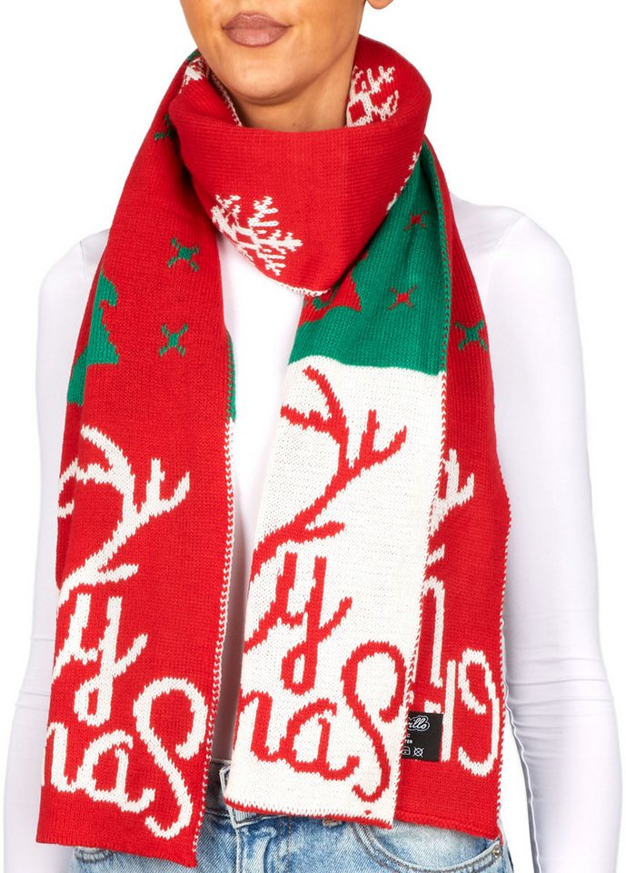 BRUBAKER Schal Cashmirillo Weihnachtsschal für Damen und Herren - Merry Christmas, (Weihnachten Schal, 1-St. Damenschal mit weichem Kaschmir-Gefühl), 70 x 200 cm - Warm & Kuschelig für Herbst & Winter - Winterschal von BRUBAKER