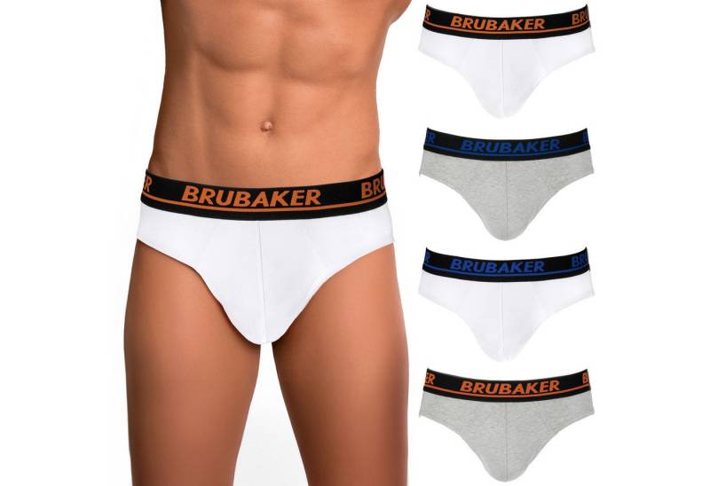 BRUBAKER Slip 4er Pack Herren Komfort Unterhosen mit elastischem Bund (Mehrfachpackung, 4-St., 4er-Pack) Männer Slips Stretch Unifarben Unterwäsche von BRUBAKER