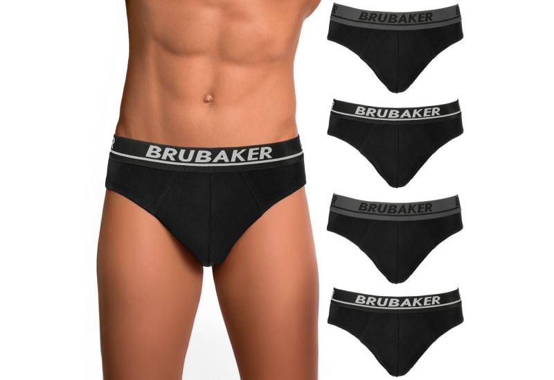 BRUBAKER Slip 4er Pack Herren Komfort Unterhosen mit elastischem Bund (Mehrfachpackung, 4-St., 4er-Pack) Männer Slips Stretch Unifarben Unterwäsche von BRUBAKER