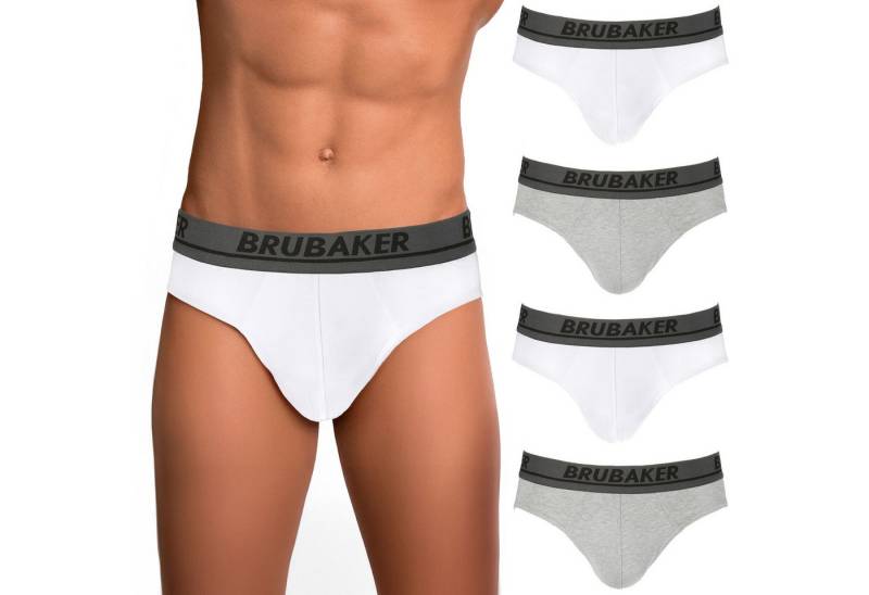 BRUBAKER Slip 4er Pack Herren Komfort Unterhosen mit elastischem Bund (Mehrfachpackung, 4-St., 4er-Pack) Männer Slips Stretch Unifarben Unterwäsche von BRUBAKER