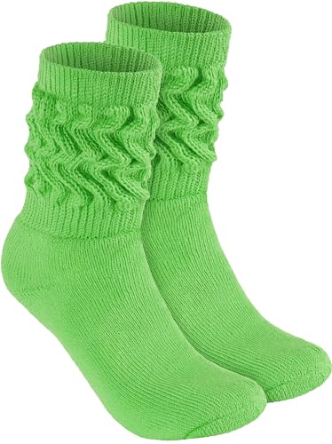 BRUBAKER Slouch Socken - Damen Schoppersocken für Fitness, Yoga, Workout, Gymnastik und Wellness - 1 Paar Knit Sportsocken für Frauen - Grün Größe 35-38 von BRUBAKER