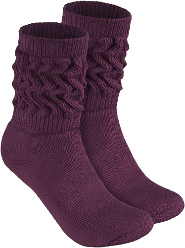 BRUBAKER Slouch Socken - Damen Schoppersocken für Fitness, Yoga, Workout, Gymnastik und Wellness - 1 Paar Knit Sportsocken für Frauen - Lila Größe 39-42 von BRUBAKER