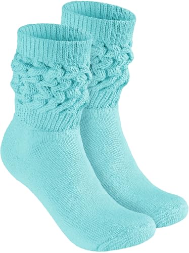 BRUBAKER Slouch Socken - Damen Schoppersocken für Fitness, Yoga, Workout, Gymnastik und Wellness - 1 Paar Knit Sportsocken für Frauen - Mint Größe 35-38 von BRUBAKER