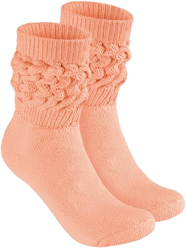 BRUBAKER Slouch Socken - Damen Schoppersocken für Fitness, Yoga, Workout, Gymnastik und Wellness - 1 Paar Knit Sportsocken für Frauen - Pfirsich Größe 35-38 von BRUBAKER