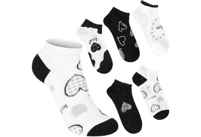 BRUBAKER Socken Lustige Damensocken - Lucky Love (Knöchelsocken mit Herzen, 5-Paar, Kuschelsocken Geschenk Set für Frauen mit Herzmotiven) Kurze Sneakersocken mit Baumwolle - Weich und Kuschelig von BRUBAKER