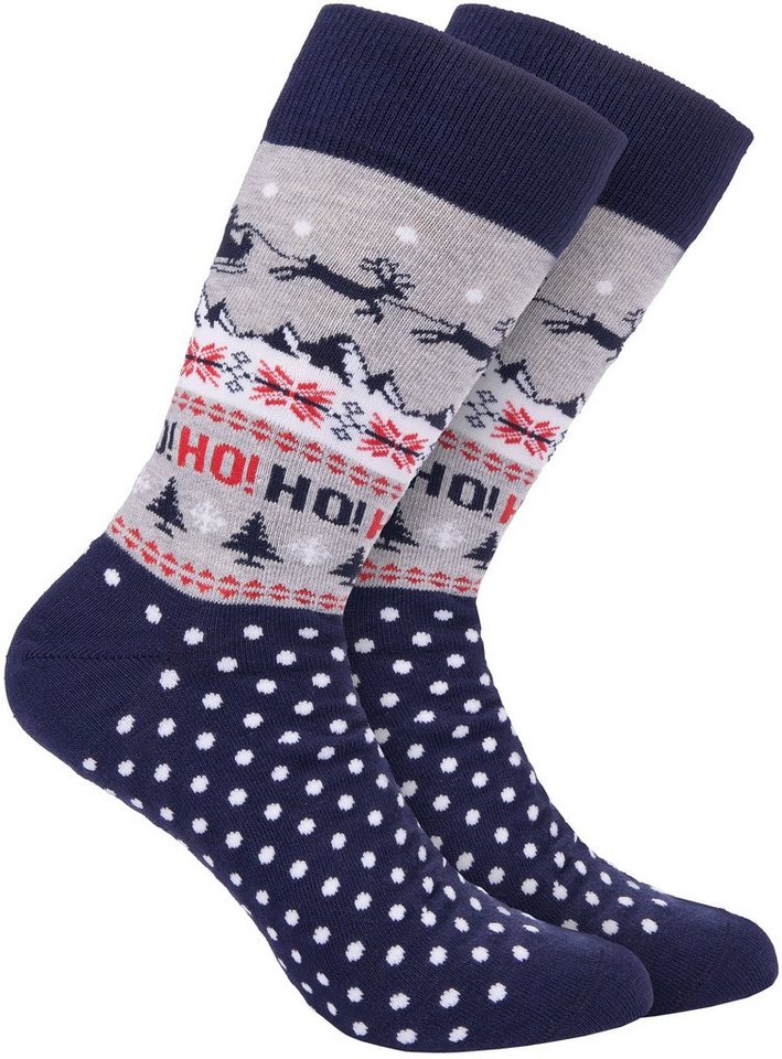 BRUBAKER Socken Lustige Herren Weihnachtssocken - Winterlandschaft Rentier (One Size EU 41-45, 1-Paar) Bunte Kuschelsocken für die Weihnachtszeit Baumwolle von BRUBAKER