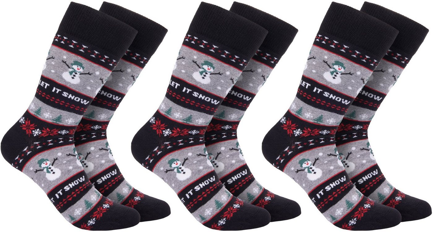 BRUBAKER Socken Weihnachtssocken für Damen und Herren (3-Paar, 1 Paar) Festliche Weihnachtsmotive - Baumwolle Socken Weihnachten von BRUBAKER