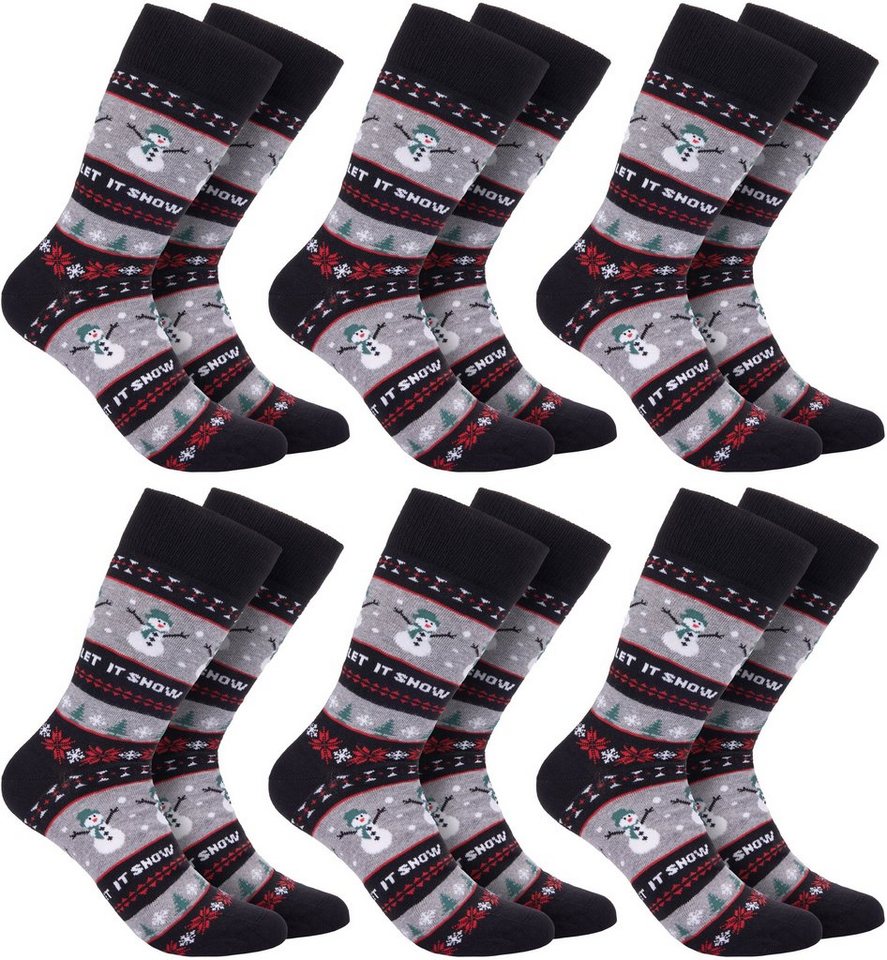 BRUBAKER Socken Weihnachtssocken für Damen und Herren (6-Paar, 1 Paar) Festliche Weihnachtsmotive - Baumwolle Socken Weihnachten von BRUBAKER