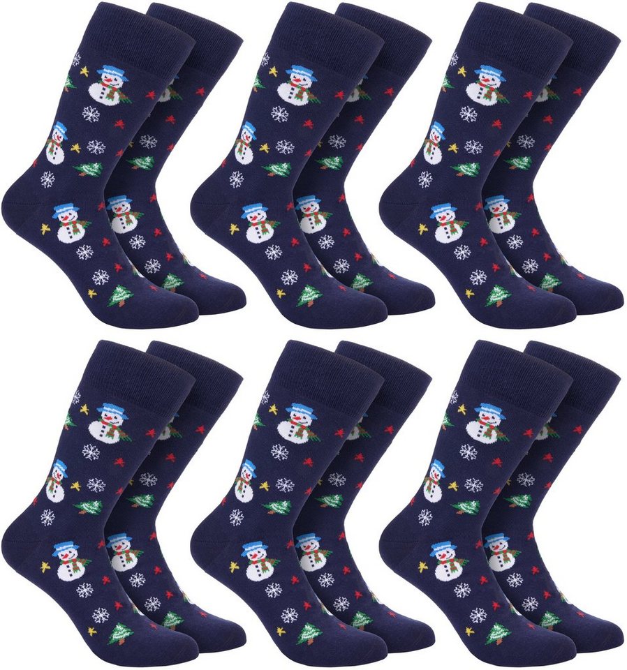 BRUBAKER Socken Weihnachtssocken für Damen und Herren (6-Paar, Wintersocken) Festliche Weihnachtsmotive - Baumwolle Socken Weihnachten - Unisex von BRUBAKER