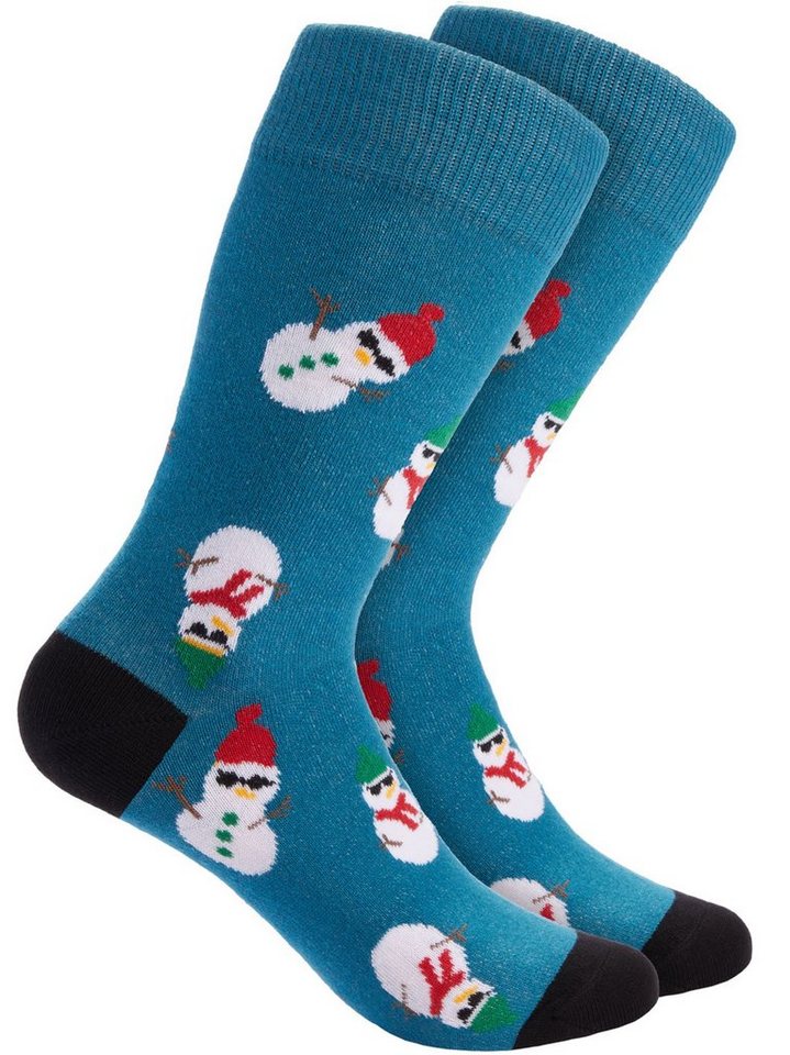 BRUBAKER Socken Weihnachtssocken für Damen und Herren - Coole Schneemänner (1-Paar) Lustige Schneemann-Socken Weihnachten von BRUBAKER