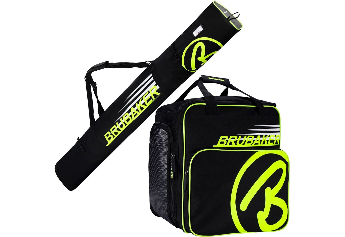 BRUBAKER Sporttasche Carver Champion Kombi Set (2-tlg., reißfest und nässeabweisend), Skisack und Skischuhtasche für 1 Paar Ski von BRUBAKER